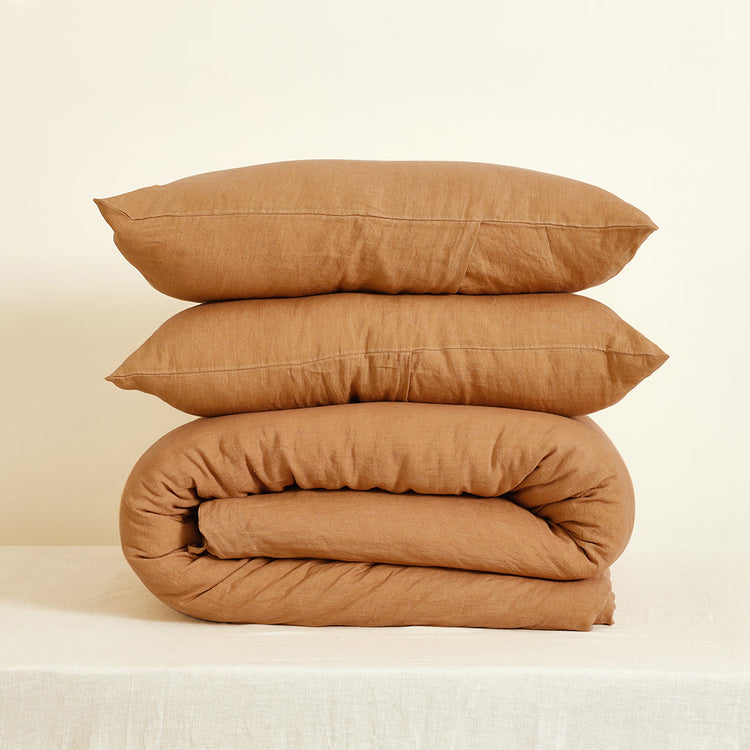 Iced Coffee 100% French Flax Linen Duvet Set