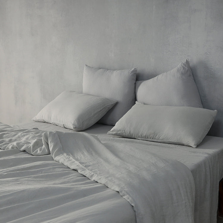Grey Standard 100% French Flax Linen Pillowcases