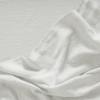 White 100% French Flax Linen Flat Sheet