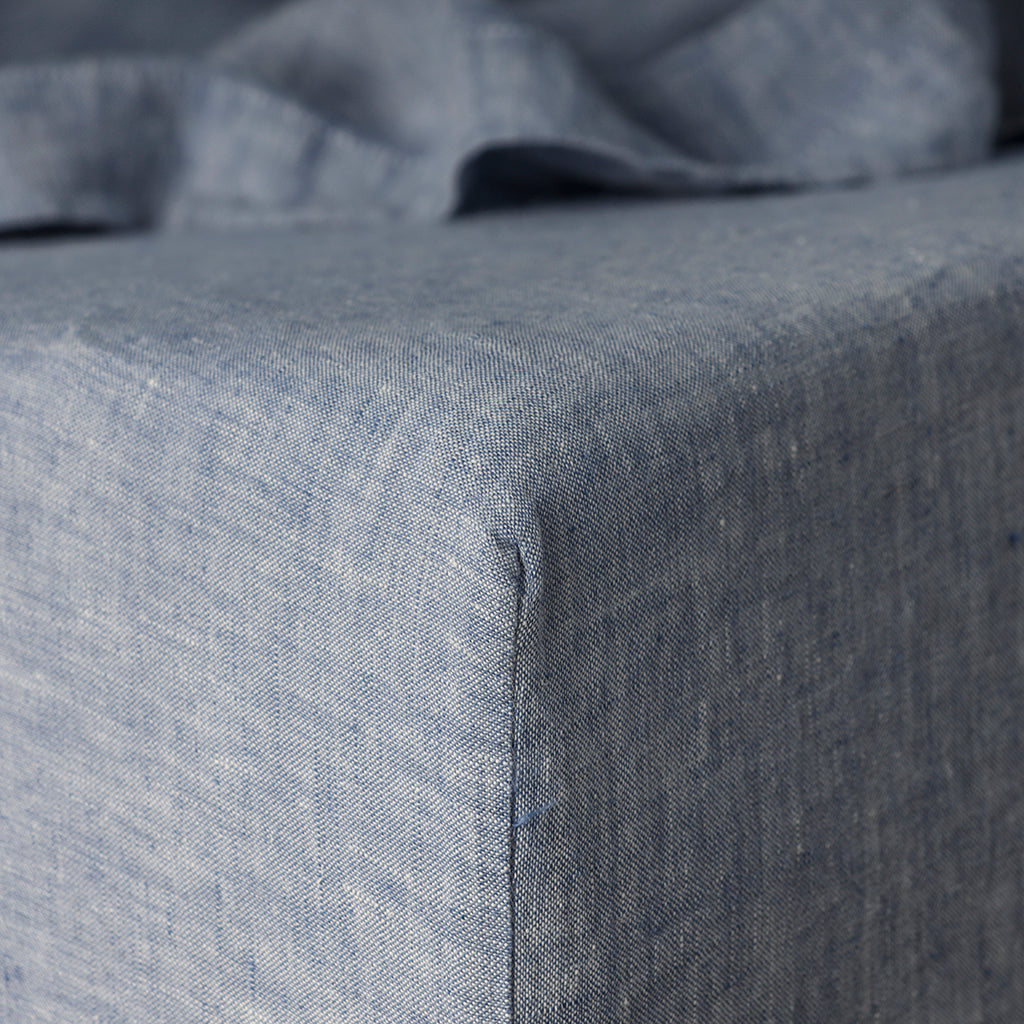 Chambray 100% French Flax Linen Fitted Sheet