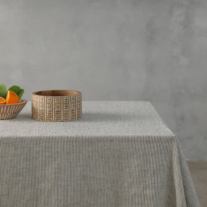Pinstripe 100% French Flax Linen Tablecloth