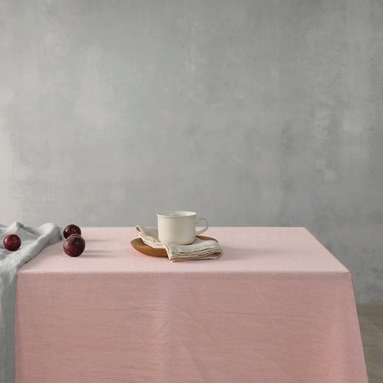Blush Pink 100% French Flax Linen Tablecloth