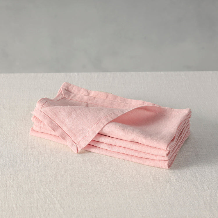 Blush Pink 50cmx50cm 100% French Flax Linen Napkins